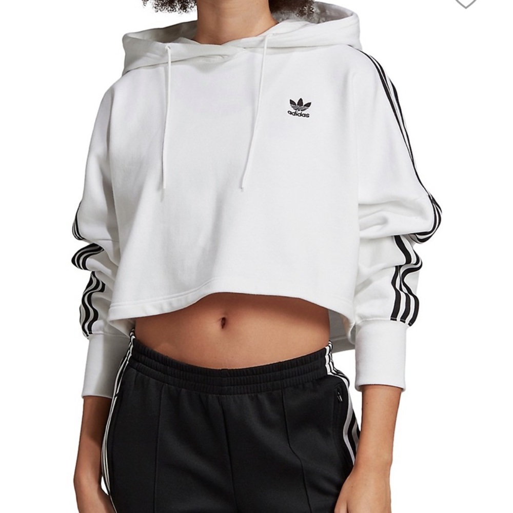 Adidas white cropped hoodie